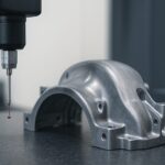 3次元測定器が幾何公差の指示を受けた部品を測定している様子
