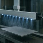 自動機において搬送中のワークの除電を行っているバータイプのイオナイザー